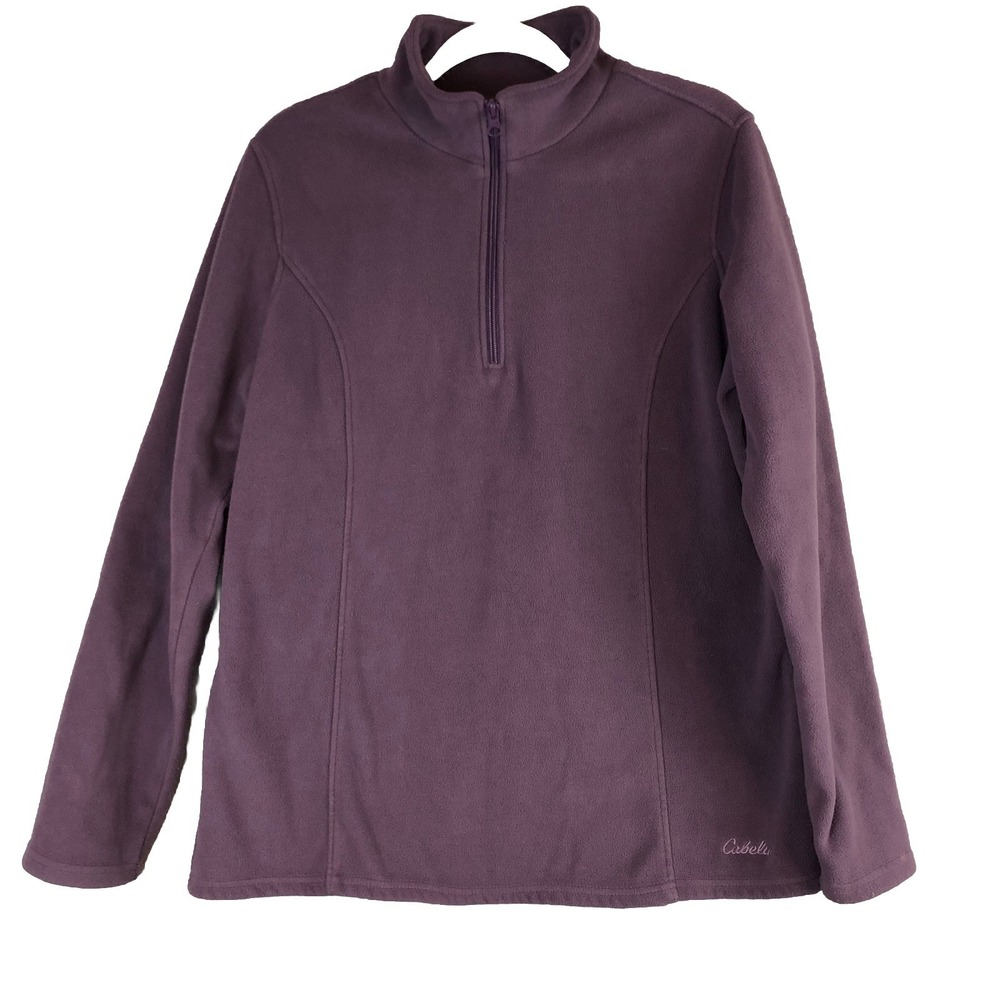 Cabelas Womens‎ Fleece Jacket Large Collared Zip Soft Pullover Purple Flaw